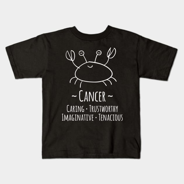 Cancer Zodiac Sign Kids T-Shirt by HappyCatPrints